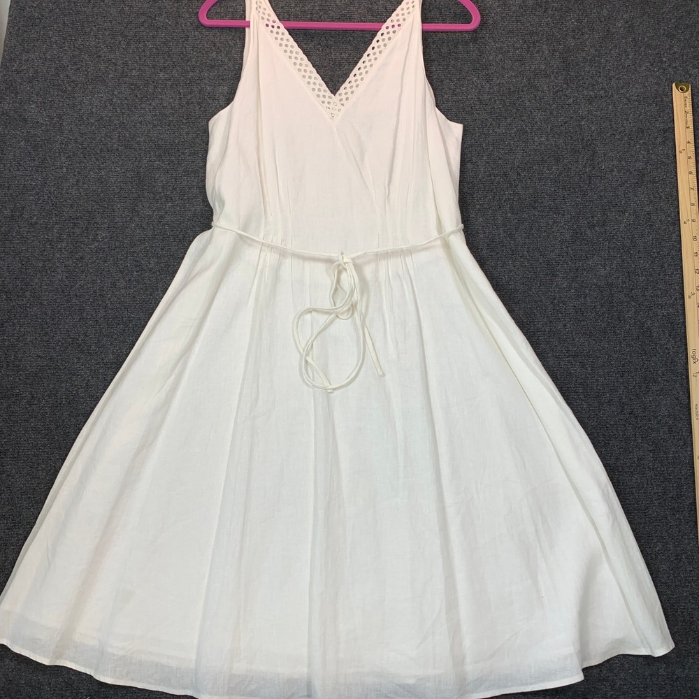 Gibson Latimer Linen Blend Dress Midi L White Lace Boho Coastal Cottage Boho